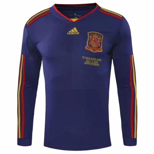 2010 Spain Away Royal Blue Long Sleeve Retro Soccer Jersey