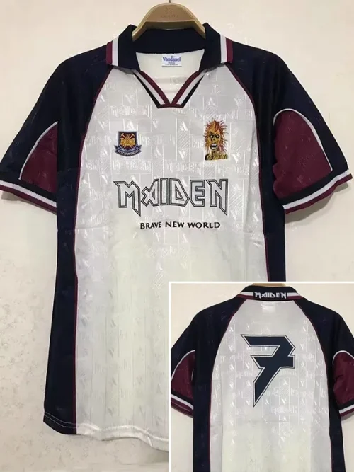 1999 West Ham #7 Iron Maiden Away Retro Soccer Jersey