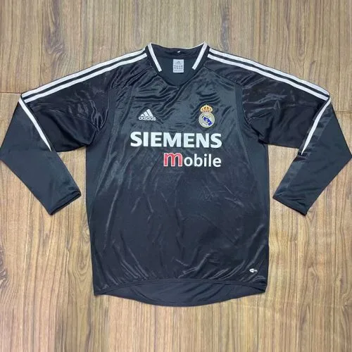 2004-2005 RMA Away Black Long Sleeve Retro Soccer Jersey
