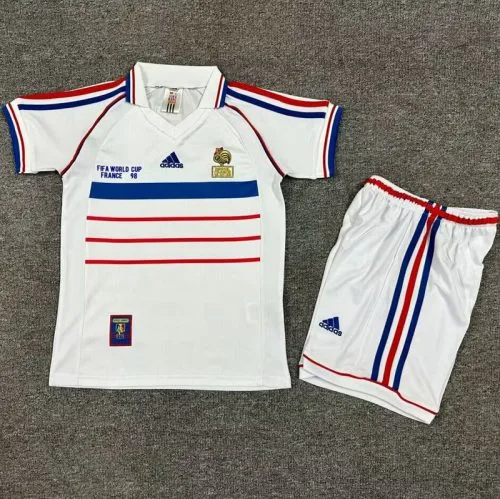 1998 France Home Kids Retro Soccer Jersey