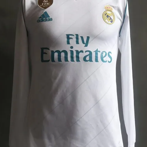 2017-2018 RMA Home Player Version  Long Sleeve Retro Soccer Jersey