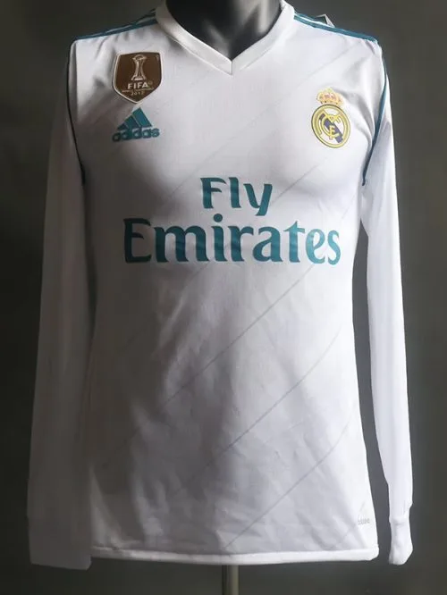 2017-2018 RMA Home Player Version  Long Sleeve Retro Soccer Jersey