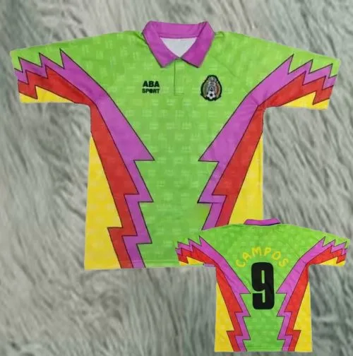1995 Mexico Green Campos #9 GoalKeeper Retro Soccer Jersey