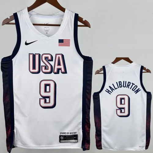 2024 Olympic Game USA HALIBURTON #9 White Basketball Jersey