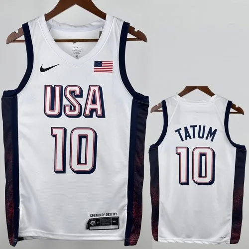 2024 Olympic Game USA TATUM #10 White Basketball Jersey