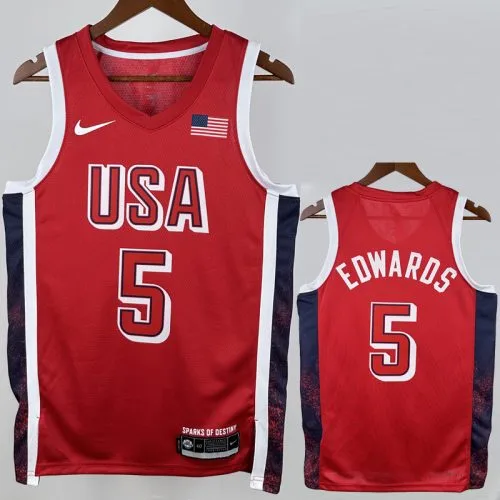 2024 Olympic Game USA EDWARDS #5 Red Basketball Jersey