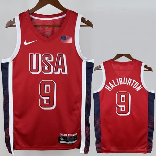 2024 Olympic Game USA HALIBURTON #9 Red Basketball Jersey