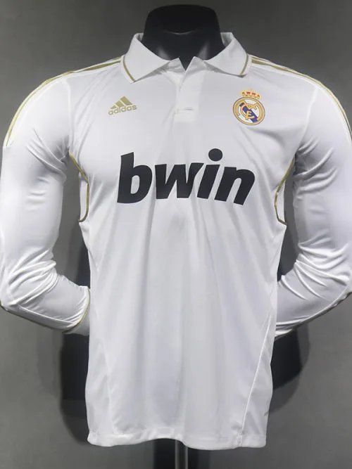 2011-2012 RMA Home Player Version  Long Sleeve Retro  Soccer Jersey