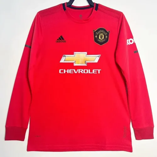 2019-2020 Man Utd Home Long Sleeve Retro Soccer Jersey