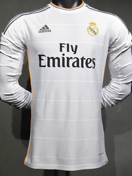 2013-2014 RMA Home Player Version  Long Sleeve Retro Soccer Jersey