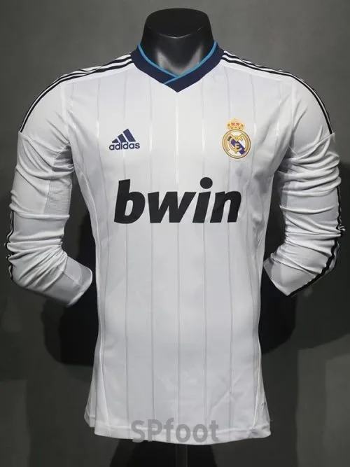 2012-2013 RMA Home Player Version  Long Sleeve Retro Soccer Jersey