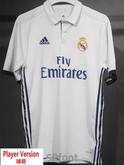 2016-2017 RMA Home Player Version  Retro Soccer Jersey