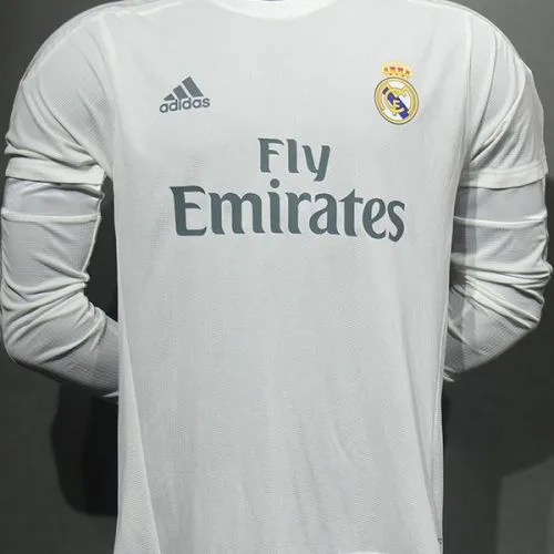 2015-2016 RMA Home Player Version  Long Sleeve Retro Soccer Jersey