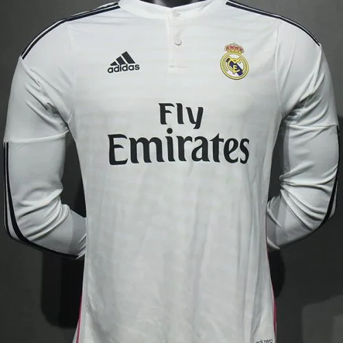 2014-2015 RMA Home Player Version  Long Sleeve Retro Soccer Jersey