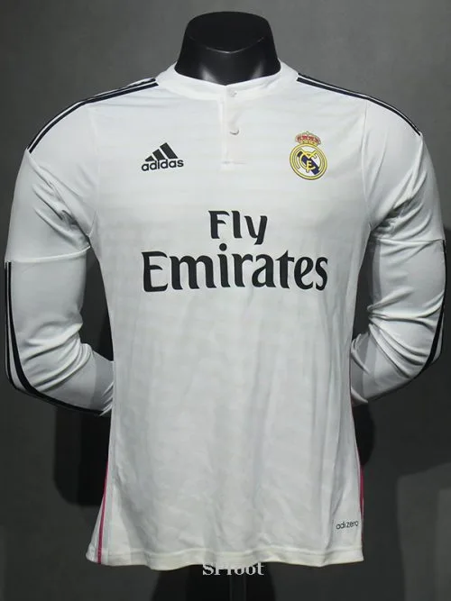 2014-2015 RMA Home Player Version  Long Sleeve Retro Soccer Jersey