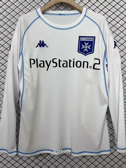 2003-2004 AJ Auxerre Home Long Sleeve Retro Soccer Jersey
