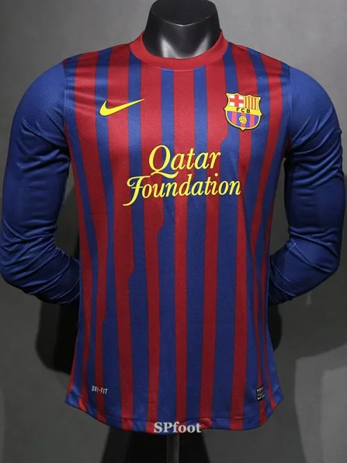 2011-2012 BAR Home Player Version  Long Sleeve Retro Soccer Jersey