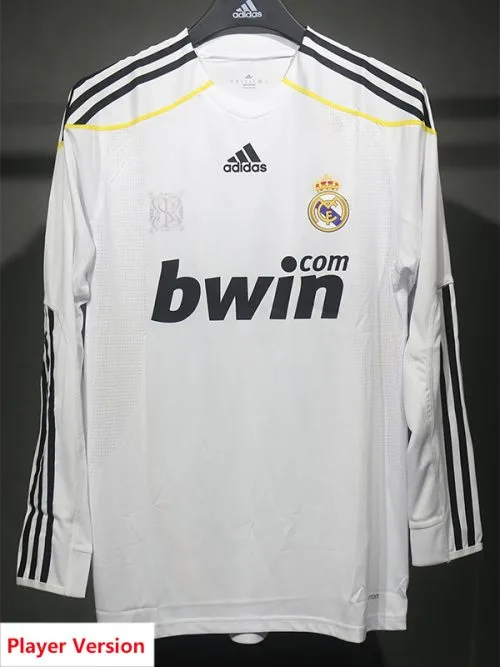 2009-2010 RMA Home Player Version  Long Sleeve Retro Soccer Jersey
