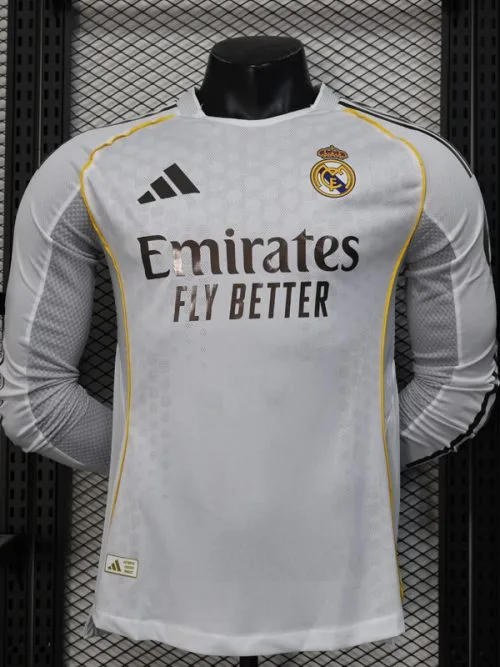 25-26 RMA Home Long Sleeve Player Version Soccer Jersey