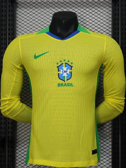 25-26 Brazil Home Long Sleeve Player Version Soccer Jersey
