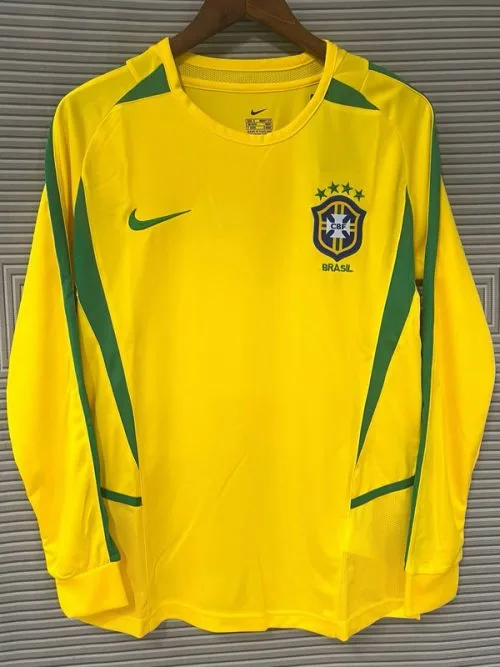 2002 Brazil Home Long Sleeve Retro Soccer Jersey