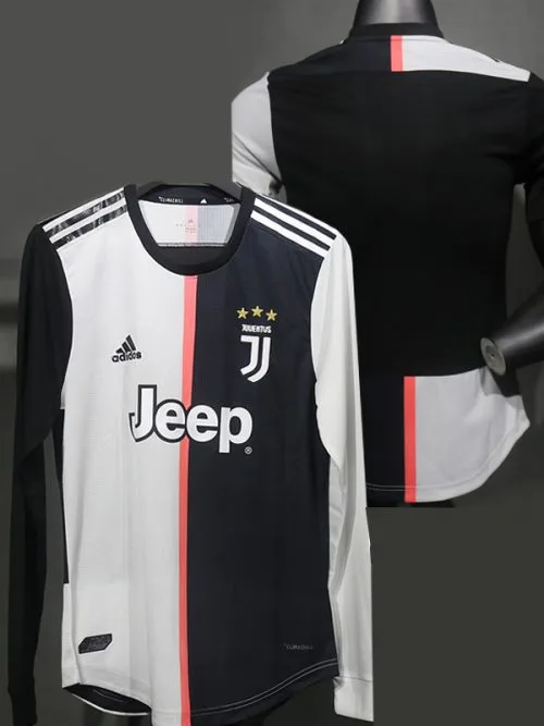 2019-2020 JUV Home Player Version  Long Sleeve Retro Soccer Jersey