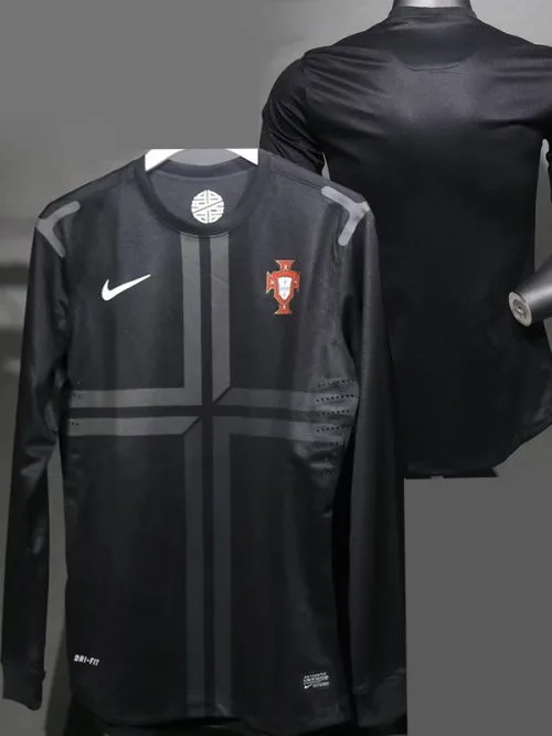 2013 Portugal Away Player Version  Long Sleeve Retro Soccer Jersey
