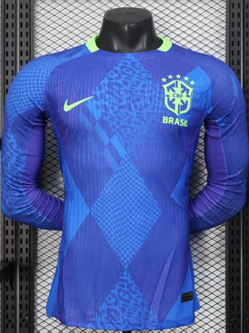25-26 Brazil Away Long Sleeve Player Version Soccer Jersey