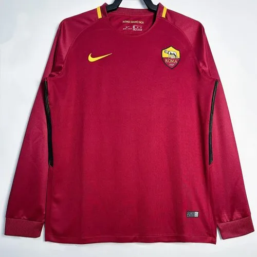 2017-2018 Roma Home Long Sleeve Retro Soccer Jersey
