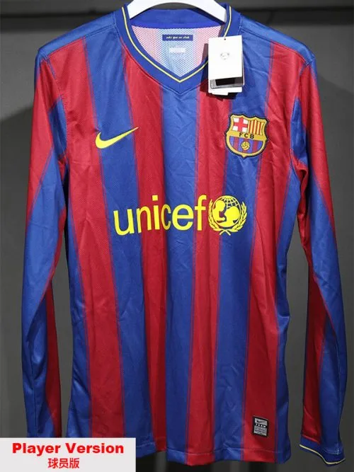 2009-2010 BAR Home Player Version  Long Sleeve Retro Soccer Jersey