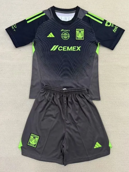 25-26 Tigres UANL Black GoalKeeper Kids Soccer Jersey