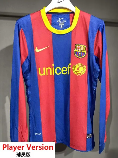 2010-2011 BAR Home Player Version  Long Sleeve Retro Soccer Jersey