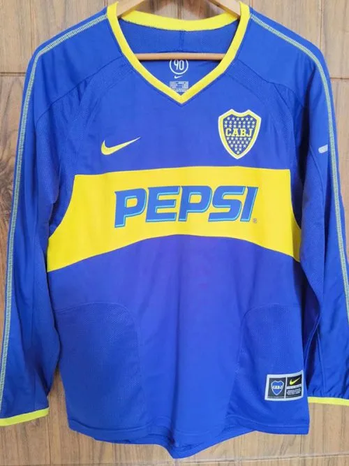 2003-2004 Boca juniors Home Long Sleeve Retro Soccer Jersey