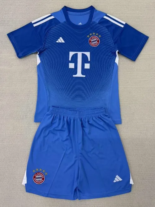 25-26 Bayern Blue Goalkeeper Kids Soccer Jersey