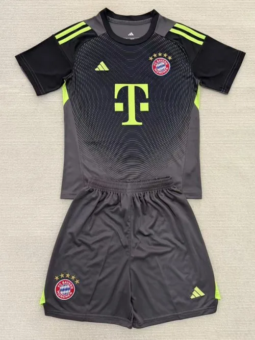 25-26 Bayern Black Goalkeeper Kids Soccer Jersey