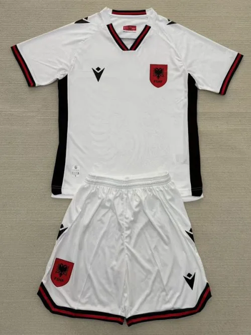 25-26 Albania Away Kids Soccer Jersey