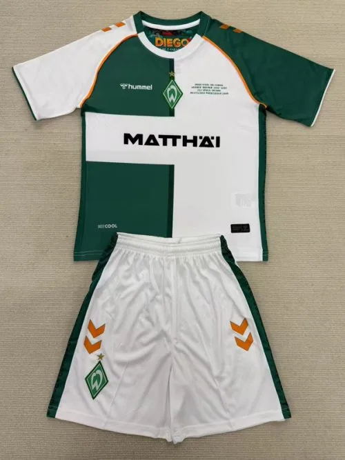 25-26 Werder Bremen Green White Special Edition Kids Soccer Jersey