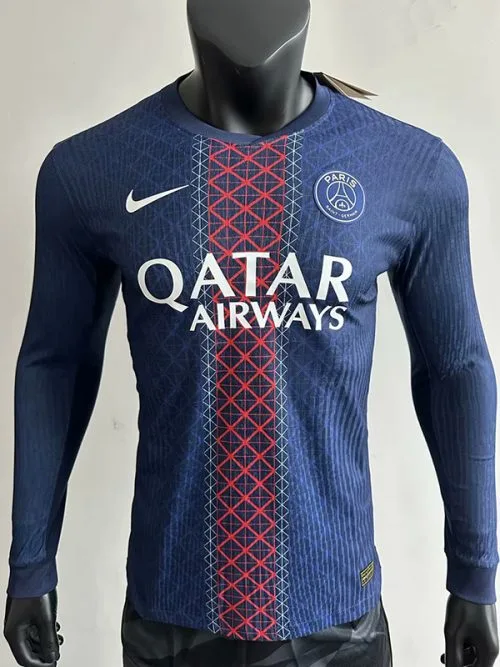 25-26 PSG Home Long Sleeve Player Version Soccer Jersey