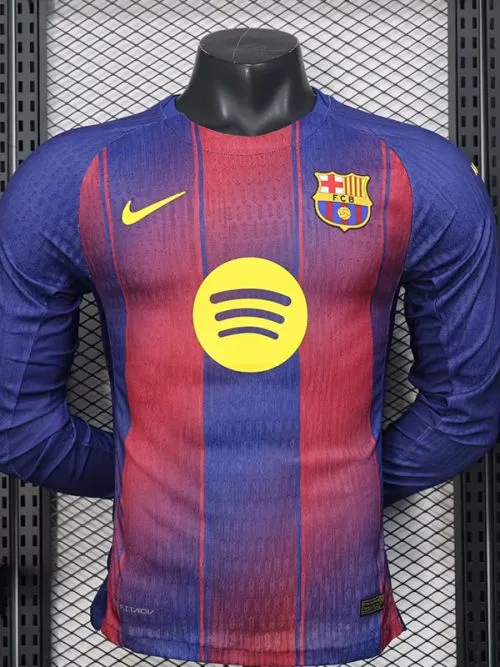 25-26 BAR Home Long Sleeve Player Version Soccer Jersey