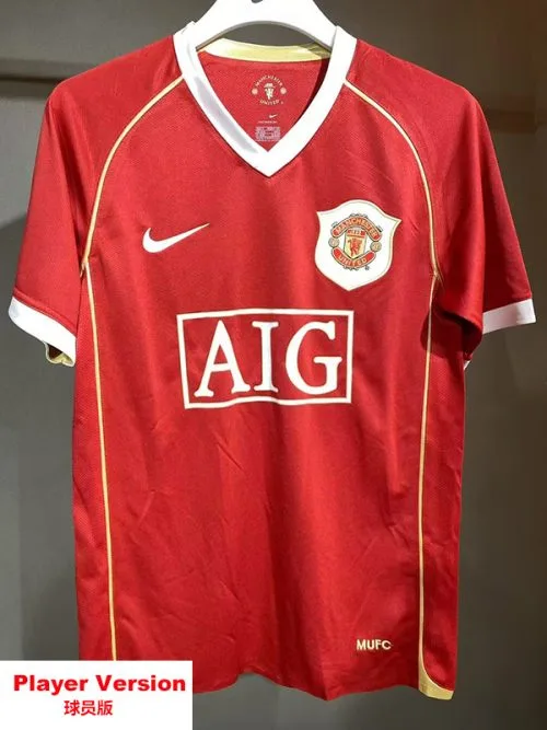 2006-2007 Man Utd Home Player Version  Retro Soccer Jersey