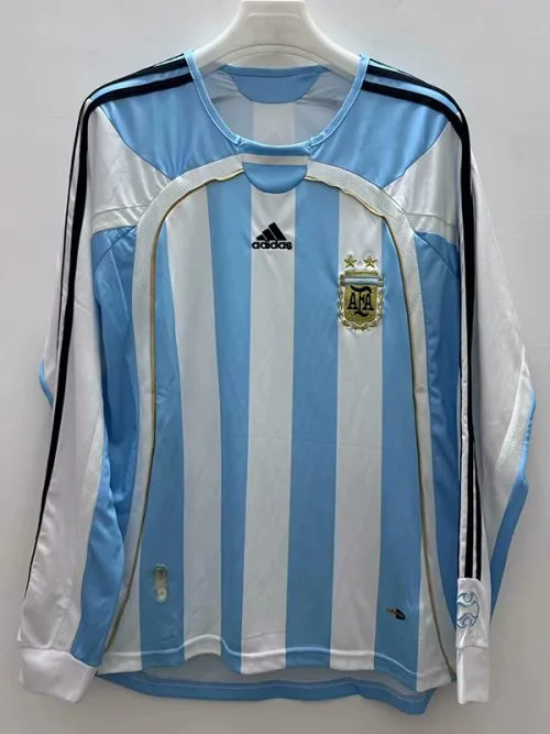 2006 Argentina Home Long Sleeve Retro Soccer Jersey