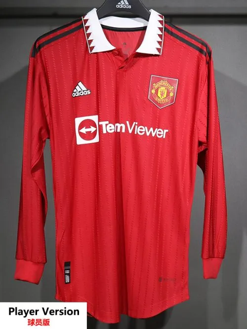 22-23 Man Utd Home Long Sleeve Player Version Soccer Jersey