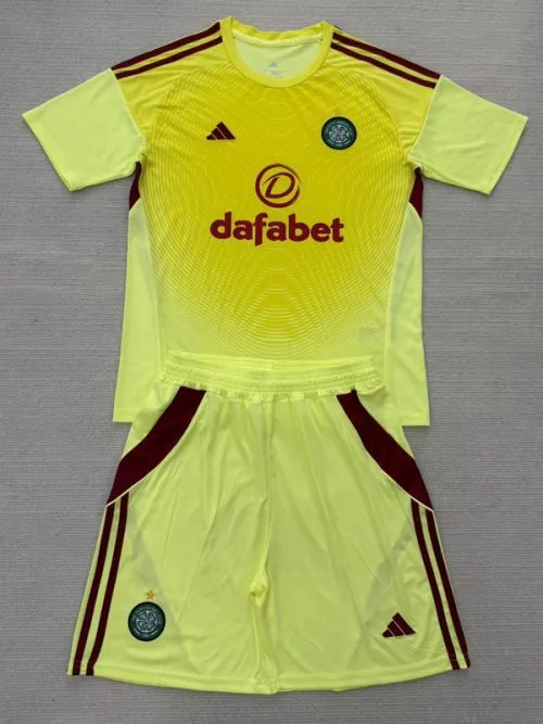 25-26 Celtic Yellow Goalkeeper Kids Soccer Jersey