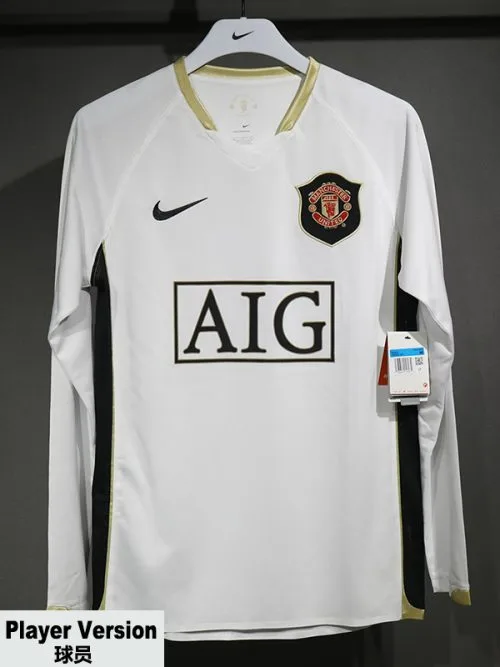 2006-2007 Man Utd Away Player Version  Long Sleeve Retro Soccer Jersey