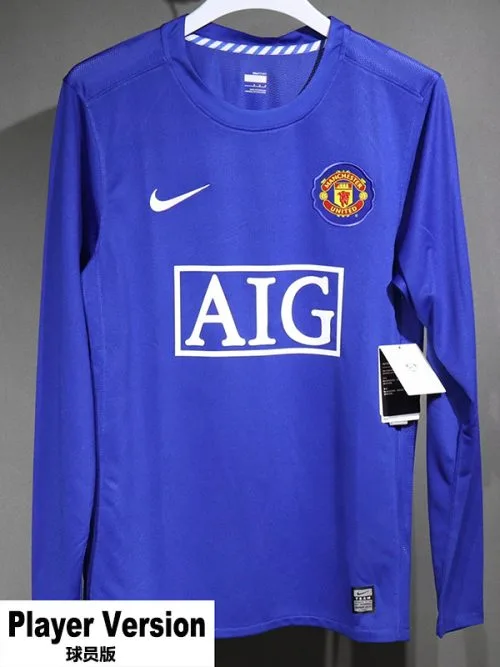 2008-2009 Man Utd Third Player Version  Long Sleeve Retro Soccer Jersey