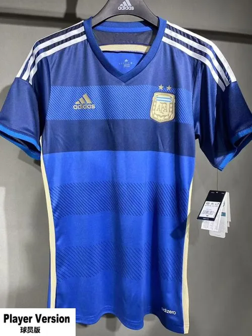 2014 Argentina Away Player Version  Retro Soccer Jersey