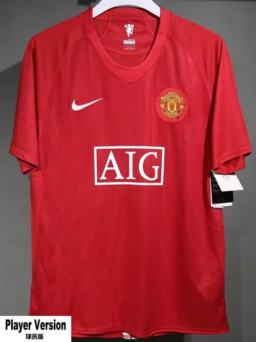 2007-2008 Man Utd Home Player Version  Retro Soccer Jersey