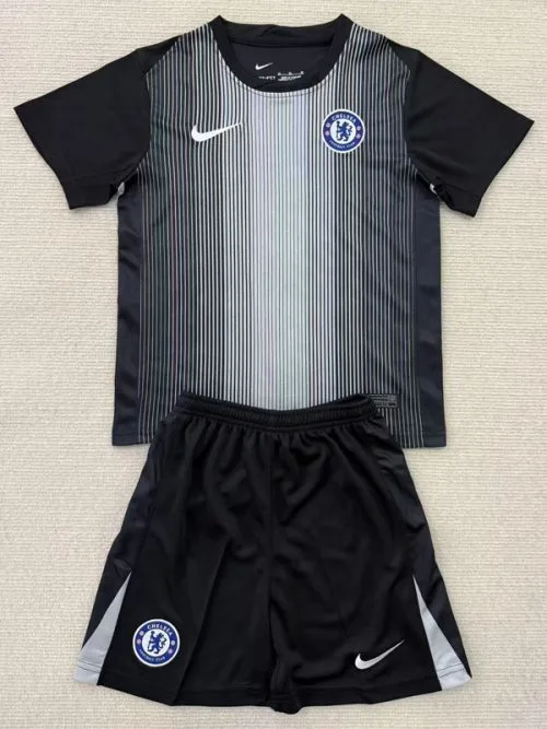 25-26 CHE Black Goalkeeper Kids Soccer Jersey