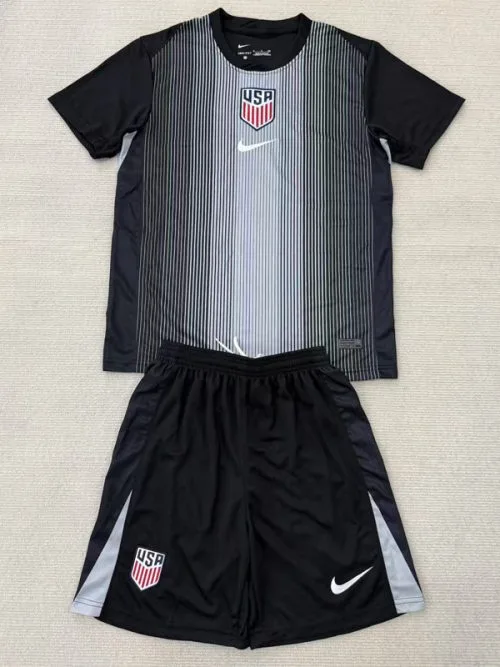 25-26 USA  Black Goalkeeper Kids Soccer Jersey