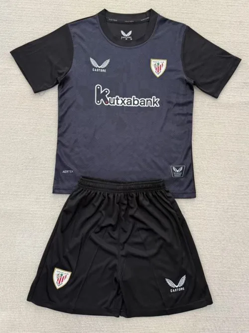 25-26 Bilbao Black Goalkeeper Kids Soccer Jersey